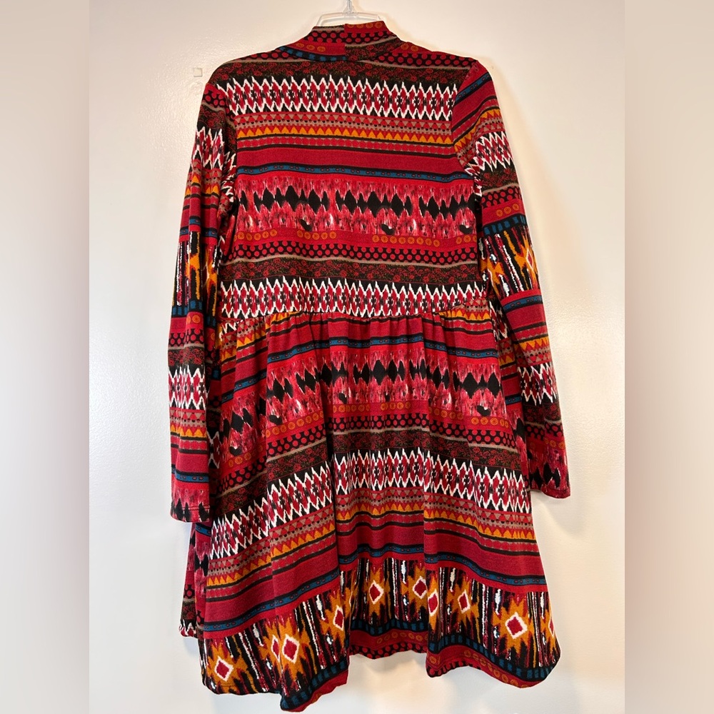 Pretty Young Thing Aztec Patterned Open Front Drape Cardigan Women's Size Large - Picture 4 of 8